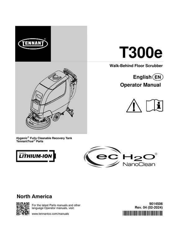 Tennant T300e Operator Manual 9014506 Rev. 04 (02-2024) cover