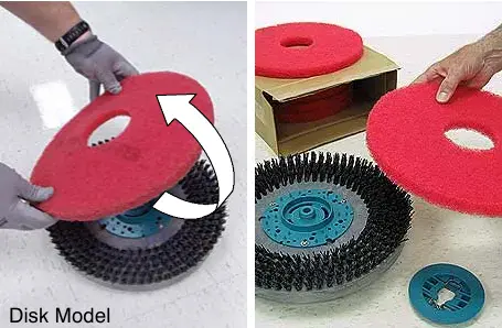 Flipping a red pad over to use its other side, disk model