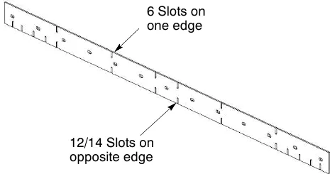 Front squeegee blade with 6 slots on one edge and 12/14 slots on the opposite edge