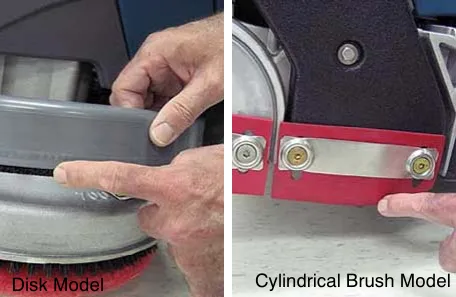 Inspecting the scrub head skirt on the disk model and on the cylindrical brush model