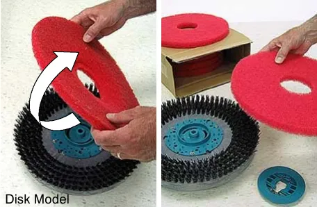 Disk model: rotating the pad or replacing it on the disk brush