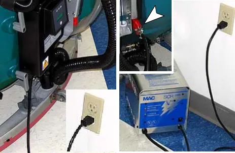 Recharging the batteries with the on-board charger and with an off-board charger plugged into wall receptacles
