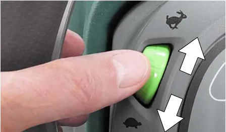 Speed dial with fast (rabbit) and slow (turtle) symbols and arrows showing the adjustment