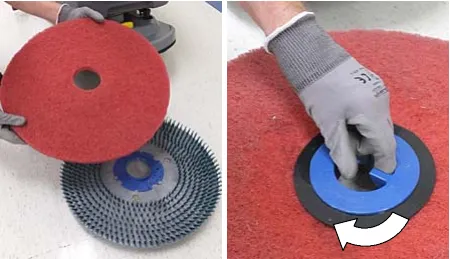 Pad being attached to the pad driver and secured with the centerlock