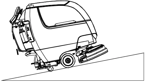 Side view of the machine on a loading ramp