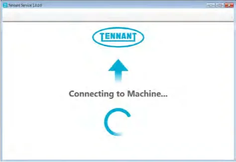 Service Diagnostics screen reading Connecting to Machine