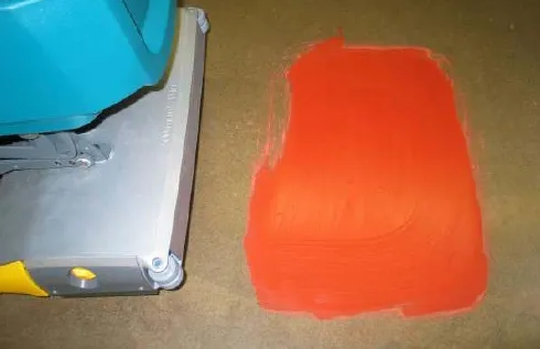 Chalk applied to a flat floor next to the scrub head