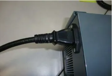 Power cord plugged into the off-board battery charger