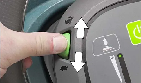 Speed dial turned between the slow and fast positions