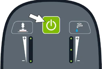 Control panel with an arrow pointing at the 1-Step button