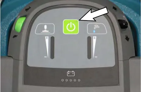 Control panel with an arrow pointing to the center 1-Step button