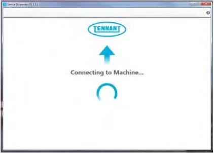 Service Diagnostics screen reading Connecting to Machine