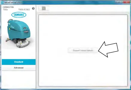 Service Diagnostics iDrive screen with an arrow pointing to the Program Factory Defaults button