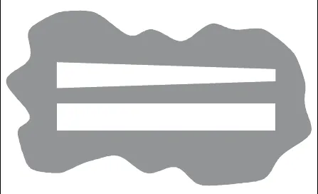 Chalk pattern where one bar is tapered, wider at the left end than the right