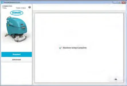 Service Diagnostics screen reading Machine Setup Complete