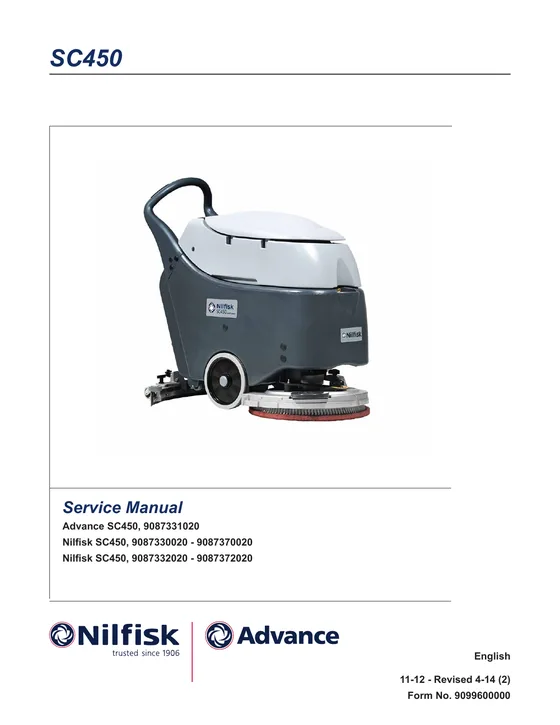 Advance SC450 Service Manual 9099600000 Rev. 11-12 - Revised 4-14 (2) cover