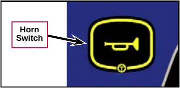 Photo of the horn switch button showing a horn symbol, labeled Horn Switch