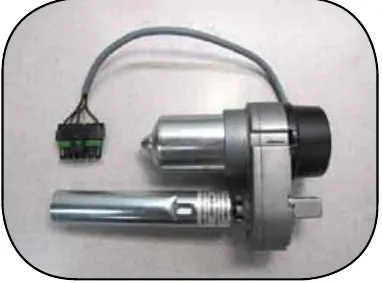 Photo of the removed deck actuator assembly with its motor, tube and electrical connector