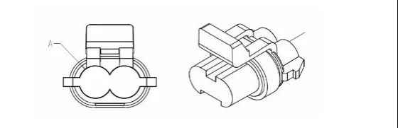 Connector illustration for X6: face view and three-quarter view