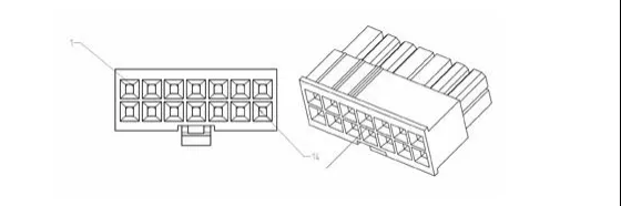 Connector illustration for J3: face view and three-quarter view