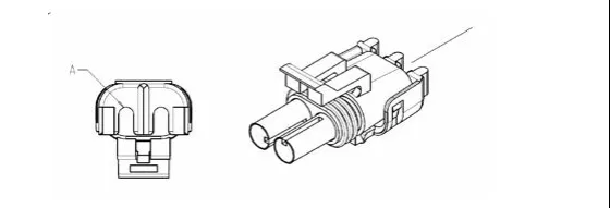 Connector illustration for X144: face view and three-quarter view