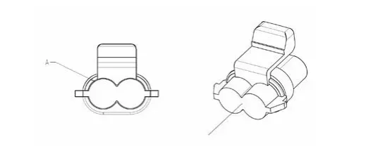 Connector illustration for X127: face view and three-quarter view