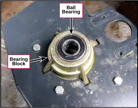 Photo of the ball bearing sitting in the bearing block