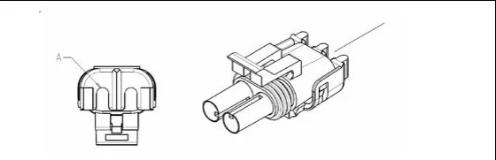 Connector illustration for X7: face view and three-quarter view