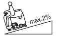 Operator on a ride-on scrubber on a slope marked max. 2 percent