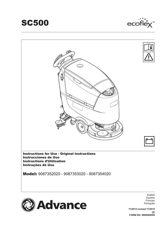 Advance SC500 Operator Manual 9099980000 Rev. 11/2014 Revised 07/2017 (C) cover
