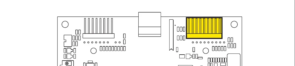 Display controller (EB2) circuit board with the 9-way ribbon connector J2 highlighted