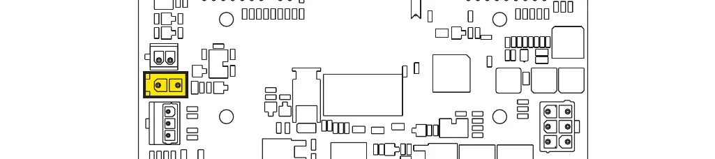 Display controller circuit board with the J6 connector (2-way) highlighted in yellow