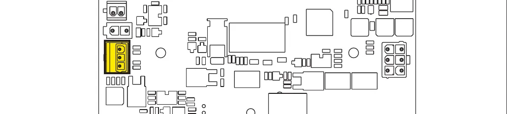 Display controller (EB2) circuit board with the 3-way potentiometer connector J4 highlighted