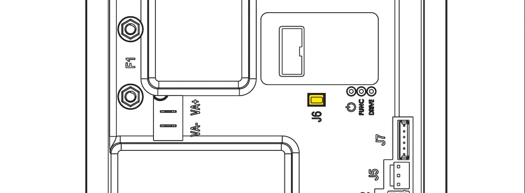 Main machine controller (EB1) board with jumper J6 highlighted