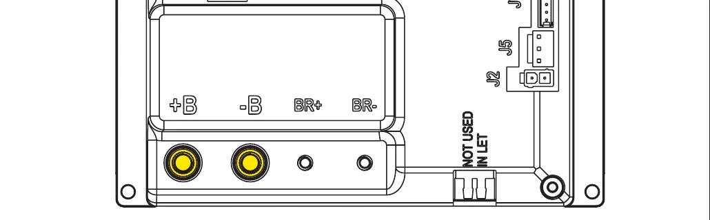 Main machine controller (EB1) board with the +B and -B power terminals highlighted