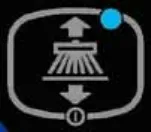 Side Broom On/Down switch icon: a grey outlined button showing a side broom with up and down arrows and a blue indicator light