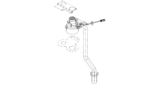 Exploded drawing of the second vacuum motor kit showing the motor, mounting plates and the vacuum tube