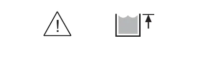 Two display icons: a caution triangle with an exclamation mark, and the recovery tank full icon, a tank with a fill level and an upward arrow