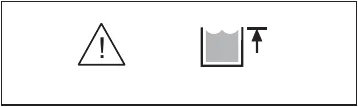 Display showing a caution triangle with exclamation mark next to the recovery tank full icon