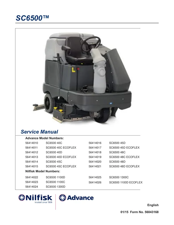 Advance SC6500 Service Manual 56043168 Rev. 01/15 Revised 12/17 cover
