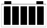 Battery indicator icon showing five vertical bars