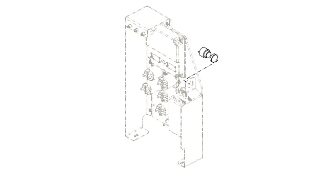 Drawing of the control panel bracket with the back-up alarm shown beside it