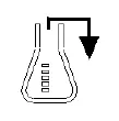 The purge icon shown on the display: a flask with a downward arrow