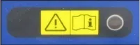 Fault code indicator: a yellow warning triangle and manual symbol with an indicator light at the right