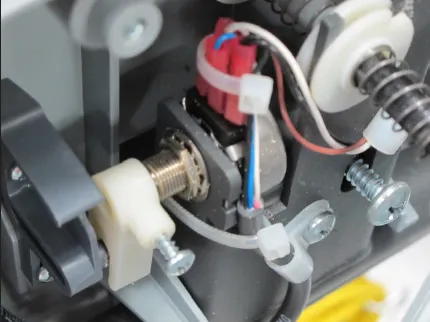 Photo inside the paddle showing the potentiometer and its wiring