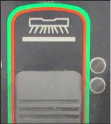 Scrub toggle switch with a brush icon above it and two indicator lights beside it