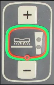 Scrub switch with plus and minus buttons and a brush icon, with two indicator lights at its right
