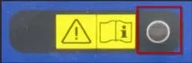 Rocker switch control panel indicator strip with a warning triangle, a manual symbol and the round fault code indicator light outlined in red