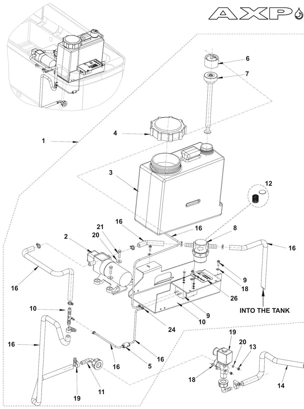 Advance Adfinity 20D / X20D / X20C / X24D axp eco dosage solution drawing, manual page 16