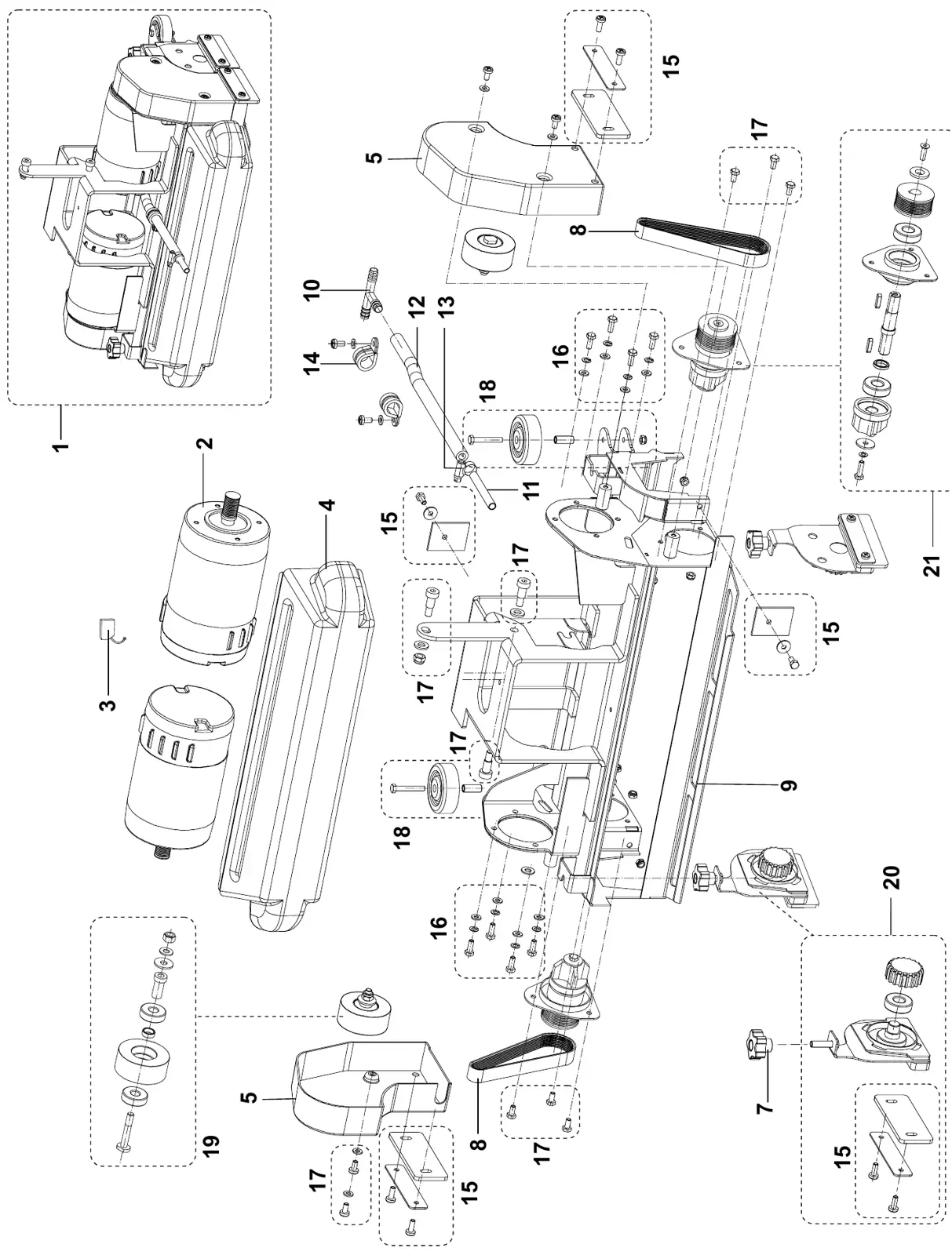 Advance Adfinity 20D / X20D / X20C / X24D brush system, x20c (cylindrical) drawing, manual page 28